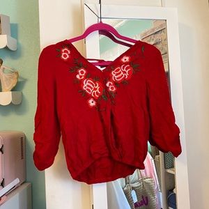Floral embroidered top